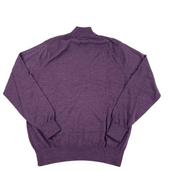 Peter Millar Sweater Men Large Merino Wool Quarter Zip Mock Neck Purple Pullover - Picture 5 of 9